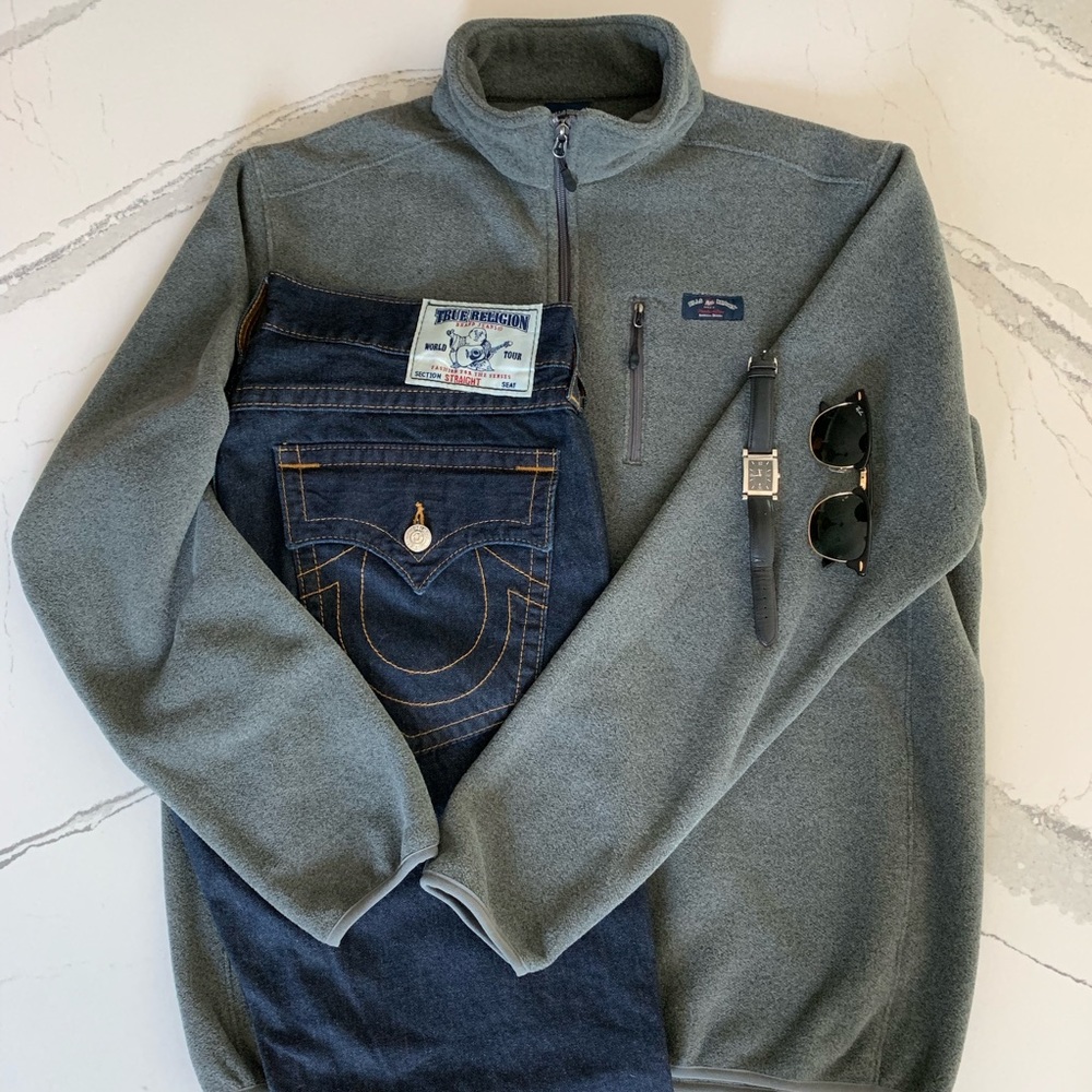 Bills Khakis Gray Heavy Fleece Half Zip Men L